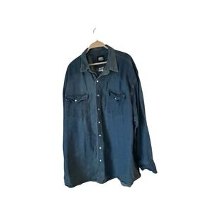 Key Apparel Western Denim Shirt Pearl Snap Buttons  Mens 2XLT